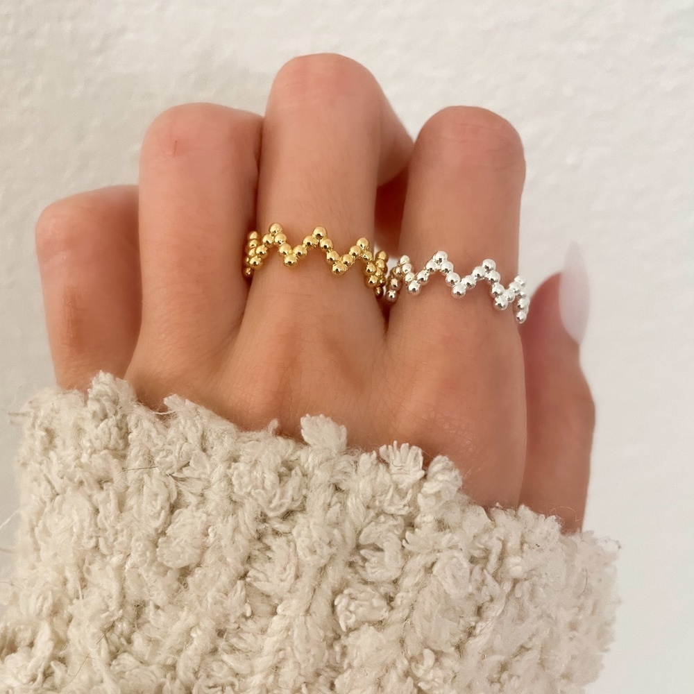 925 Sterling Silver Dainty Minimalist Zig Zag Ring Geometric Thin Stackable Ring